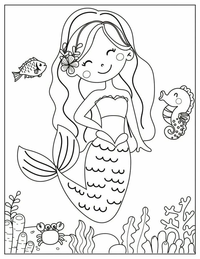 Top 99+ tranh tô màu nàng tiên cá chibi xinh đẹp cho bé gái 9 Ảnh tranh tô màu nàng tiên cá cùng những người bạn đẹp, đáng yêu