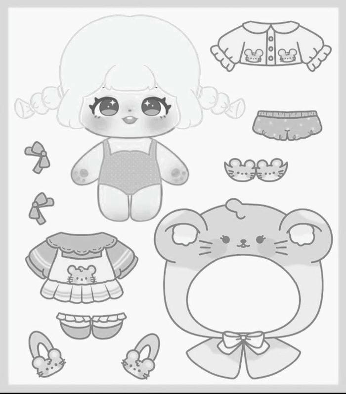 99+ Tranh tô màu búp bê giấy chibi cute dễ thương 12 Ảnh tranh tô màu paper doll thay đồ đáng yêu cho bé