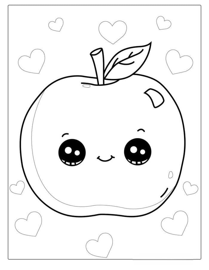 Tổng hợp 78+ hình tranh tô màu quả táo cho bé sáng tạo 6 Ảnh tranh tô màu quả táo chibi đáng yêu