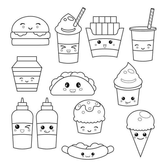 Tổng hợp 78+ bộ tranh tô màu sticker mini cute đơn giản cho bé 2 Ảnh tranh tô màu sticker đồ ăn đáng yêu cho bé