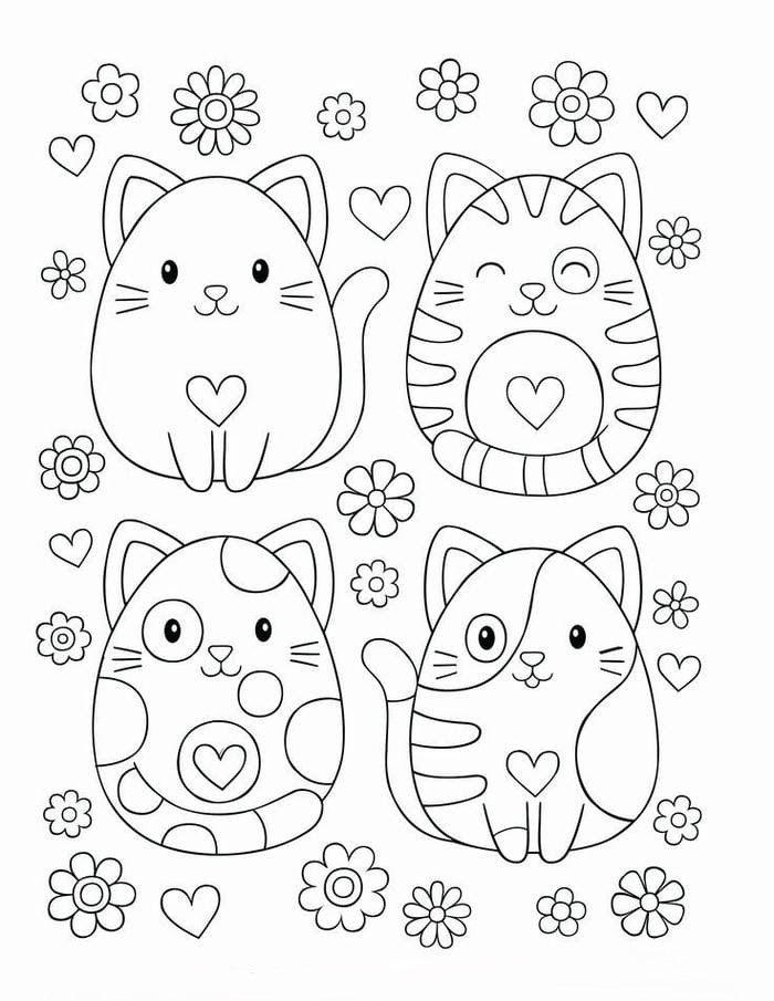 Tổng hợp 78+ bộ tranh tô màu sticker mini cute đơn giản cho bé 4 Ảnh tranh tô màu sticker hình mèo cute cho bé