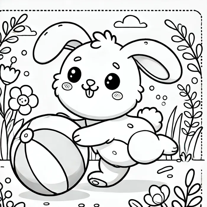 199+ Hình tranh tô màu con thỏ chibi cute dễ thương cho bé 8 Ảnh tranh tô màu thỏ con chơi thể thao đơn giản cho bé