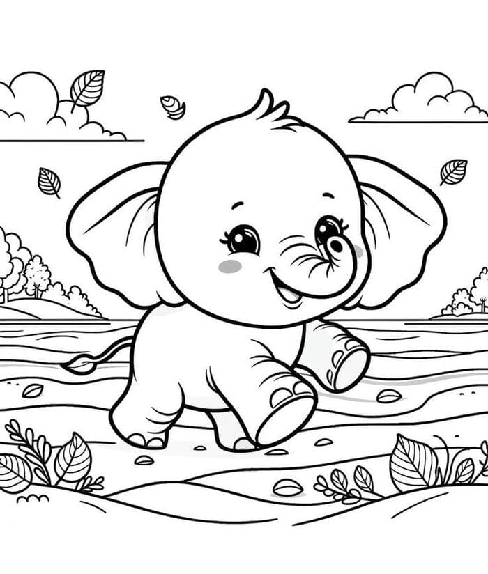 Tải miễn phí 100+ hình ảnh tranh tô màu con voi đẹp dễ thương 7 Ảnh tranh tô màu voi nhỏ đáng yêu