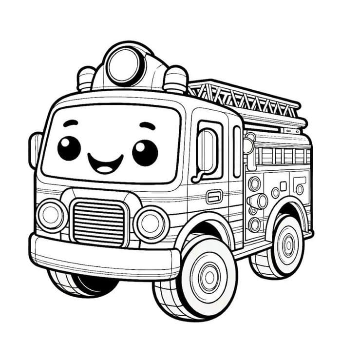 999+ Tô màu xe cứu hỏa cho bé phát triển tư duy 9 Ảnh tranh tô màu xe cứu hỏa đáng yêu cho bé