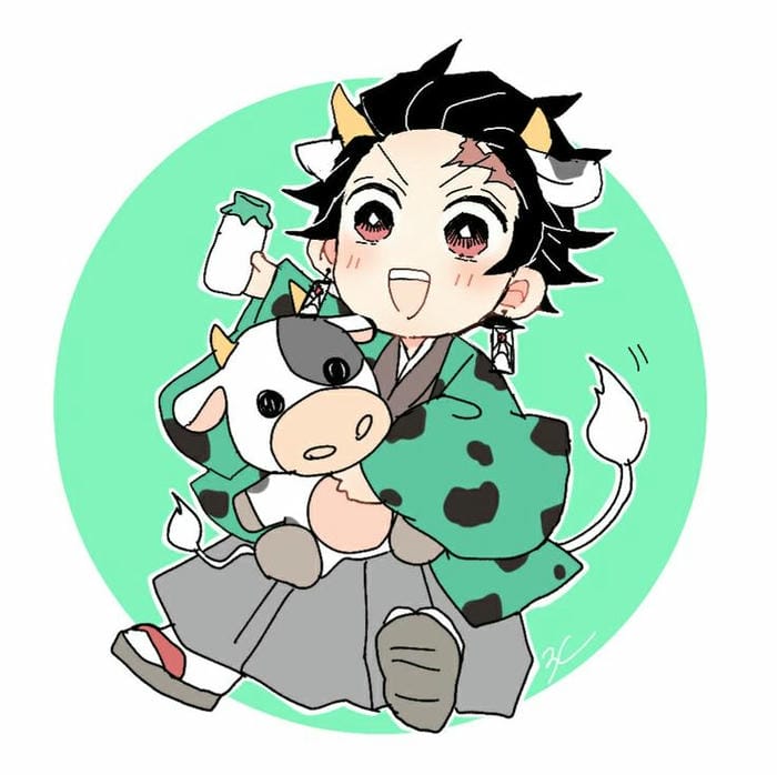 100+ Hình Tanjirō Chibi Dễ Thương – Bộ Sưu Tập Avatar Ngầu Cho Fan Kimetsu 4 Ảnh vẽ chibi Tanjiro ôm bò sữa cute