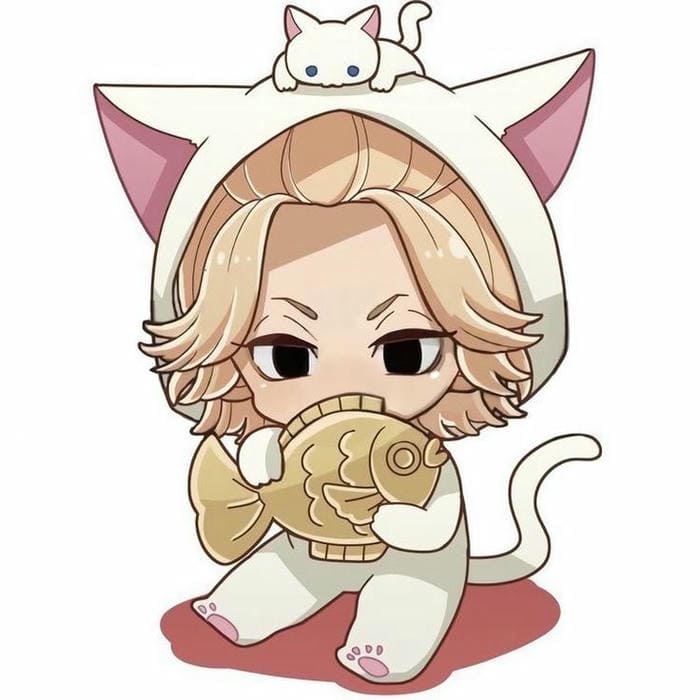 Mikey Chibi – Khi Đại Ca Toman Hóa Thành “Bé Cưng” Dễ Thương 6 Chibi Mikey trang phục mèo con ôm bánh cá siêu đáng yêu