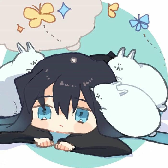 Chibi Muichirou và thỏ con dễ thương