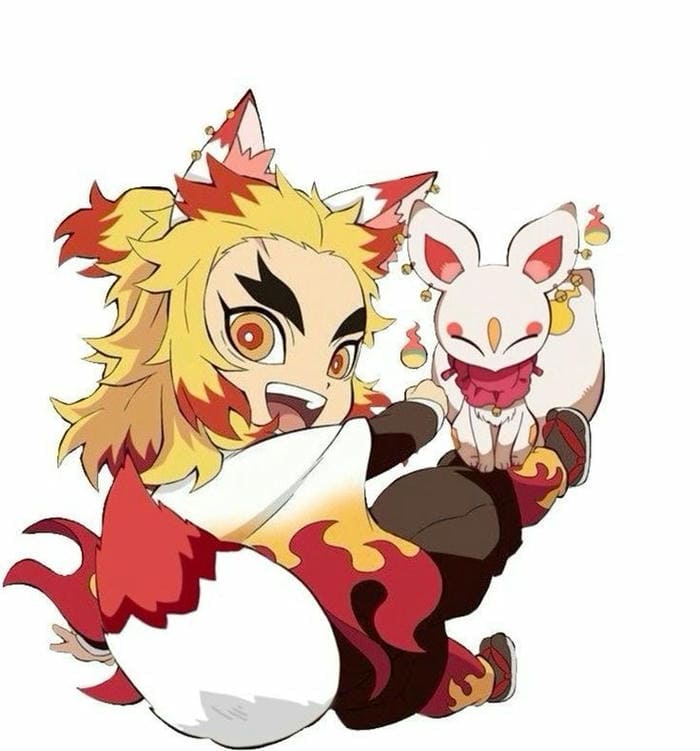 Rengoku Chibi – Dễ Thương Như Cái Cách Anh Ăn Đồ Nướng 9 Chibi Rengoku cùng hồ ly nhỏ siêu đáng yêu