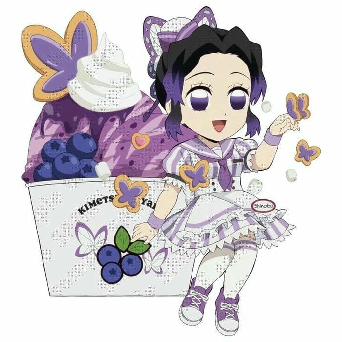 Shinobu Chibi Cute – Khi Nụ Cười Dịu Dàng Gây Sát Thương Gấp Đôi 9 Chibi Shinobu cùng hình ly kem