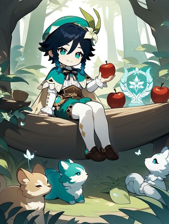Khi Venti Chibi Cầm Đàn Và “Tấu Hài” Cùng Gió 7 Chibi Venti cùng sói nhỏ siêu đáng yêu