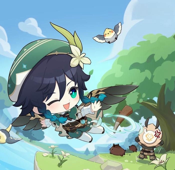 Khi Venti Chibi Cầm Đàn Và “Tấu Hài” Cùng Gió 10 Chibi Venti genshin impact siêu đáng yêu