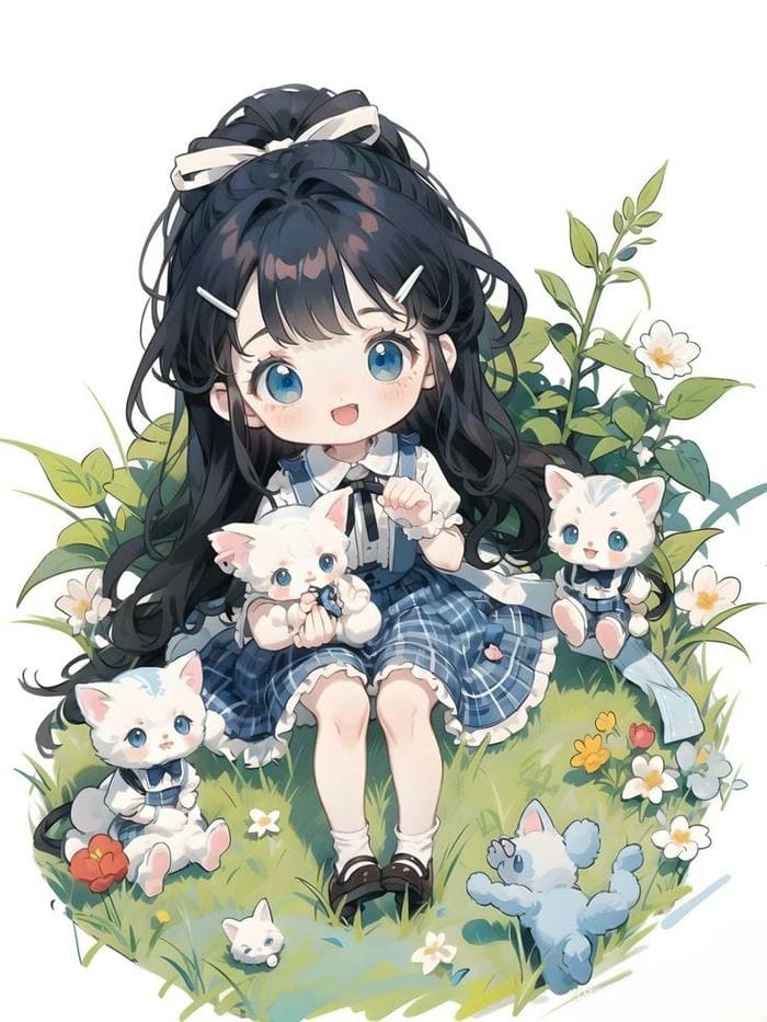 99+ Ảnh Bé Gái Chibi Cực Cute – Hình Nền & Avatar Ngọt Ngào Dễ Thương 20 Chibi bé gái cùng mèo nhỏ đáng yêu