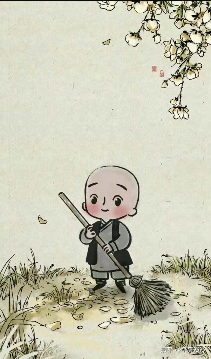 Gặp Lại Tuổi Thơ Qua 99+ Hình Ảnh Chú Tiểu Chibi Dễ Thương 4 Chibi chú tiểu dọn dẹp siêu đáng yêu
