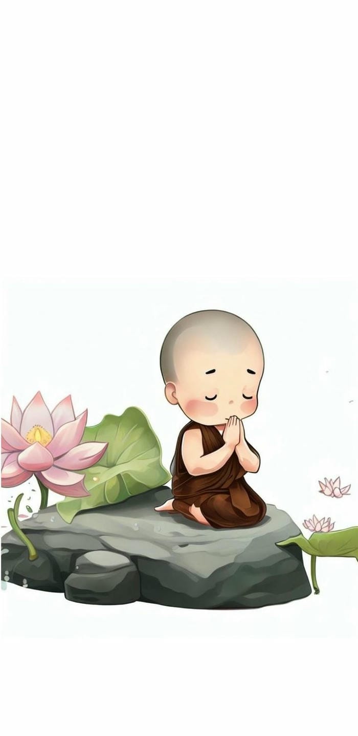 Gặp Lại Tuổi Thơ Qua 99+ Hình Ảnh Chú Tiểu Chibi Dễ Thương 5 Chibi chú tiểu ngồi thiền