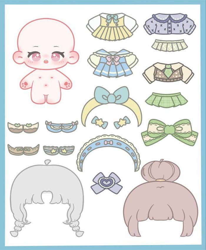 Chibi cute kawaii paper doll