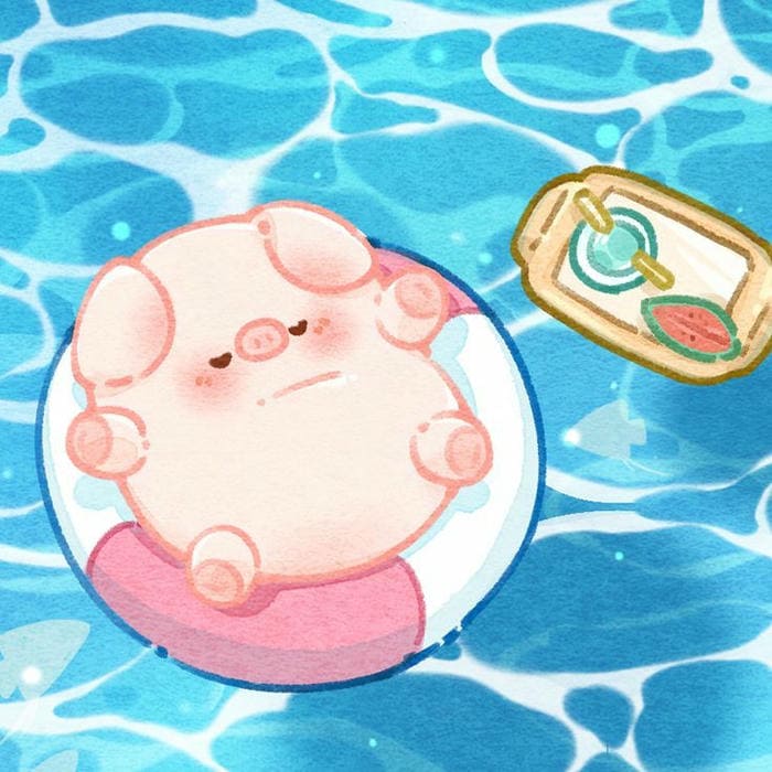 Tổng hợp 89+ hình nền heo chibi hồng cute siêu dễ thương 19 Chibi heo hồng nằm chill siêu dễ thương