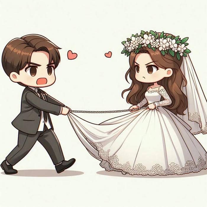 Chibi hình vẽ cô dâu chú rể siêu đáng yêu