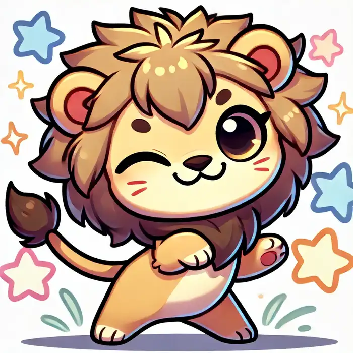 Chibi sư tử tinh nghịch siêu dễ thương