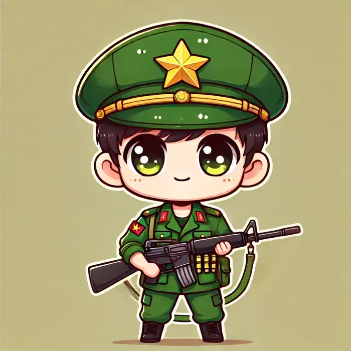 Bộ sưu tập 100+ ảnh chú bộ đội chibi dễ thương nhất 18 Chú bộ đội chibi cầm súng siêu đáng yêu