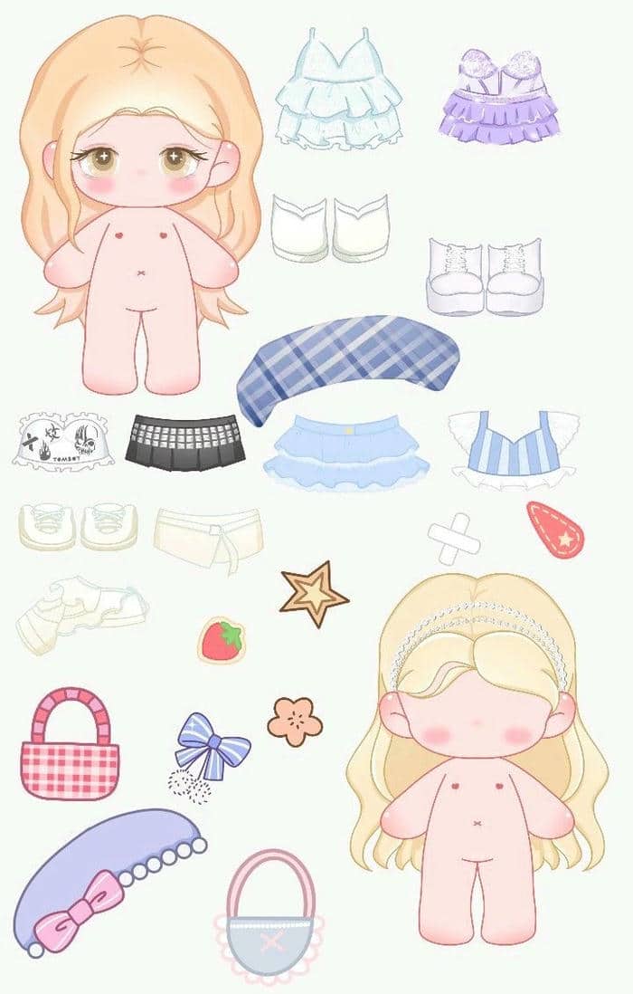 Paper doll chibi – Búp bê giấy dễ thương cho bé và người mê sáng tạo 15 Cute paper doll búp bê giấy chibi