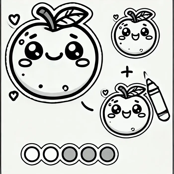 Tổng hợp 78+ bộ tranh tô màu sticker mini cute đơn giản cho bé 9 Tô màu sticker quả táo cute đáng yêu