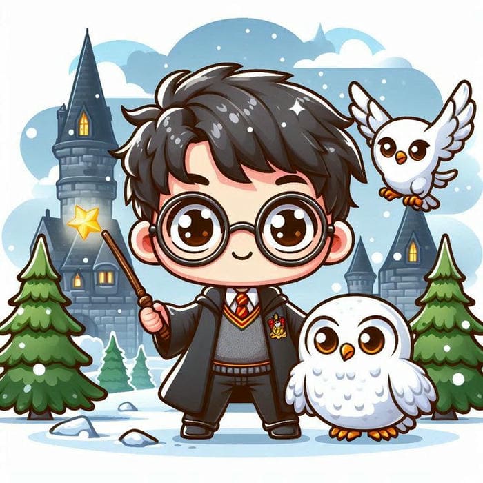 Bộ sưu tập 987+ hình ảnh Harry Potter chibi cute đẹp nhất 12 Harry Potter chibi cùng cú mèo trắng siêu dễ thương