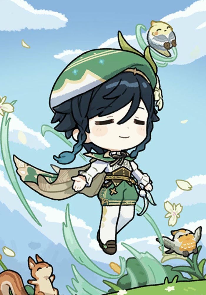 Khi Venti Chibi Cầm Đàn Và “Tấu Hài” Cùng Gió 31 Hình Venti genshin impact chibi siêu dễ thương