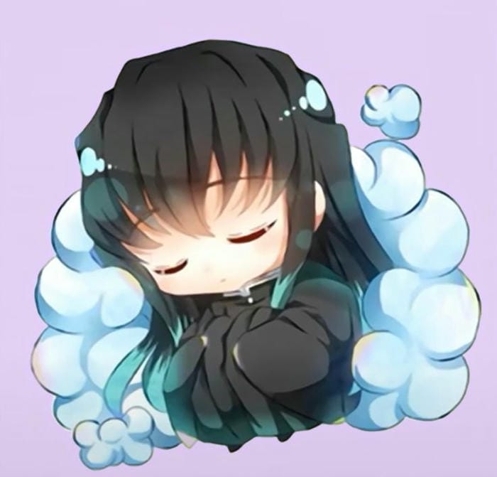 Hình ảnh Muichirou chibi nằm ngủ dễ thương