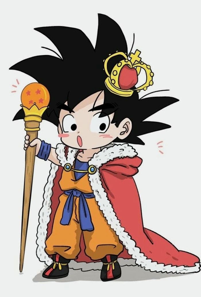 Hình ảnh chibi Goku đội vương miện siêu cute