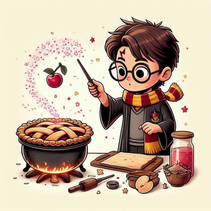 Hình ảnh chibi Harry Potter làm bánh siêu dễ thương