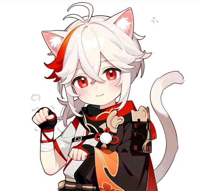 Hình ảnh chibi Kazuha mèo con đáng yêu