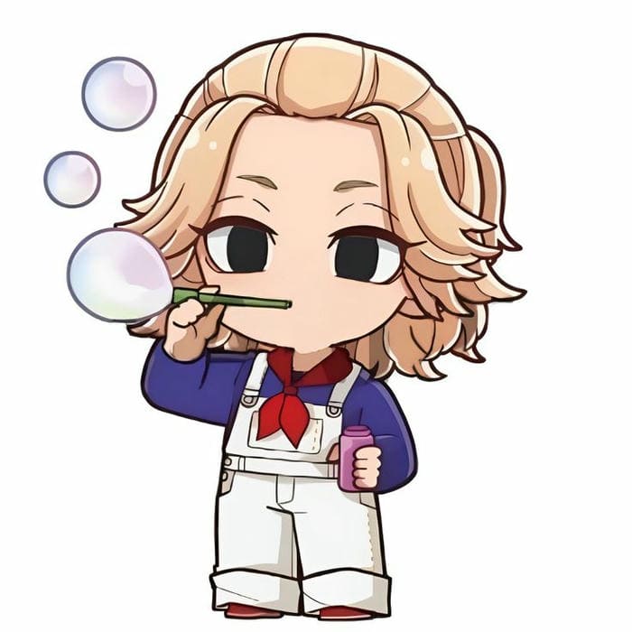 Hình ảnh chibi Mikey thổi bóng siêu dễ thương