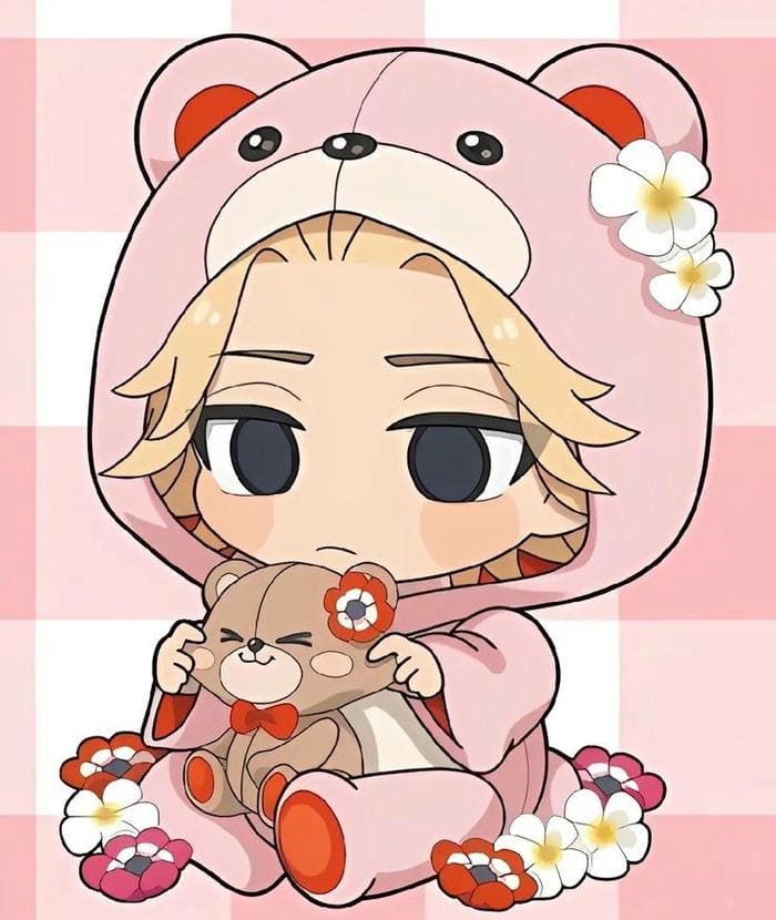 Mikey Chibi – Khi Đại Ca Toman Hóa Thành “Bé Cưng” Dễ Thương 8 Hình ảnh chibi Mikey trang phục gấu hồng siêu đáng yêu