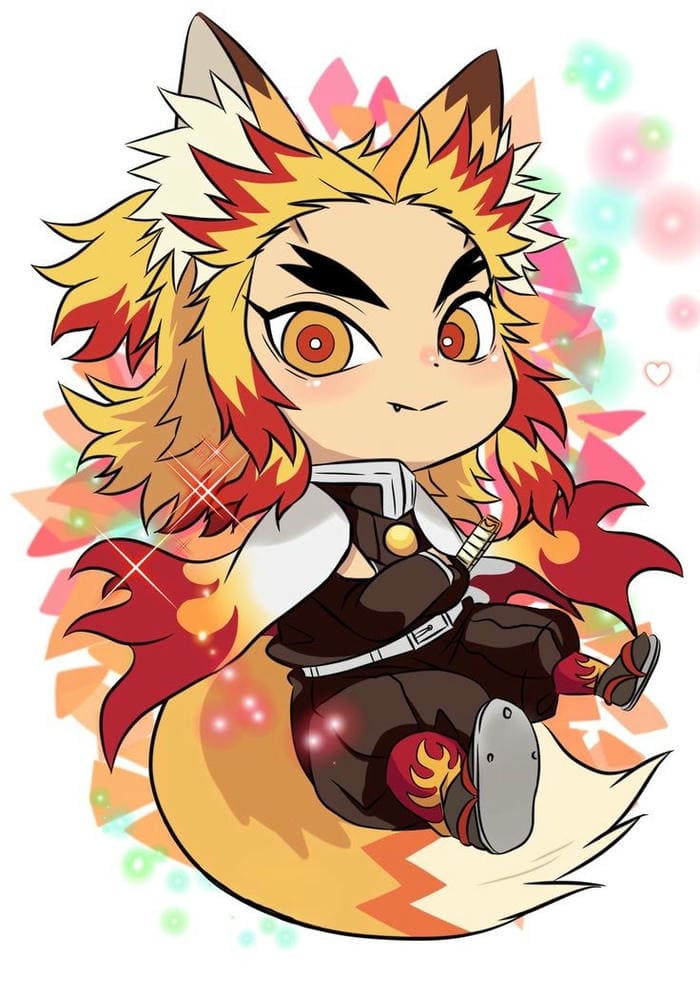 Hình ảnh chibi Rengoku cáo nhỏ siêu đáng yêu
