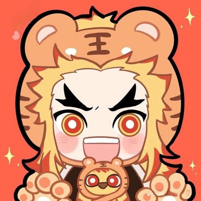 Hình ảnh chibi Rengoku đội mũ hổ siêu đáng yêu