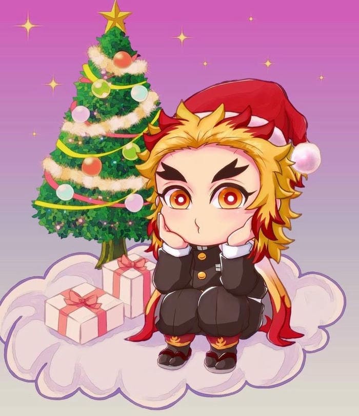 Rengoku Chibi – Dễ Thương Như Cái Cách Anh Ăn Đồ Nướng 21 Hình ảnh chibi Rengoku và cây thông noel
