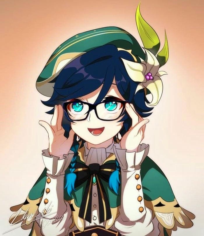 Khi Venti Chibi Cầm Đàn Và “Tấu Hài” Cùng Gió 15 Hình ảnh chibi Venti đeo kính siêu dễ thương