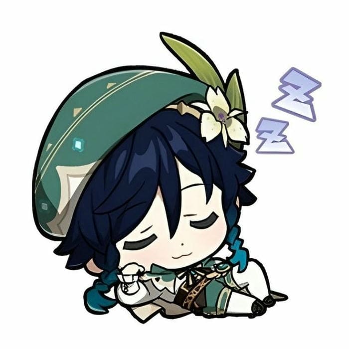 Khi Venti Chibi Cầm Đàn Và “Tấu Hài” Cùng Gió 32 Hình ảnh chibi Venti nằm ngủ siêu dễ thương
