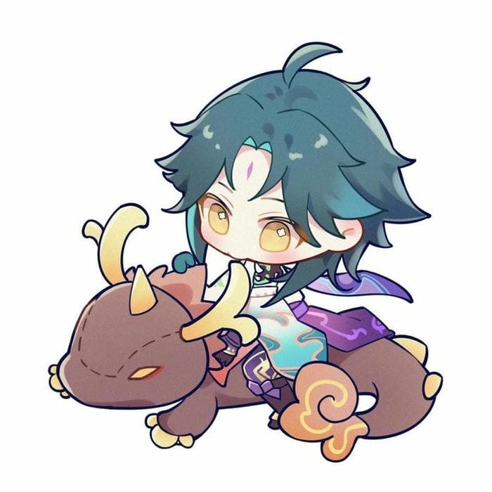 Hình ảnh chibi Xiao và con rồng siêu đáng yêu