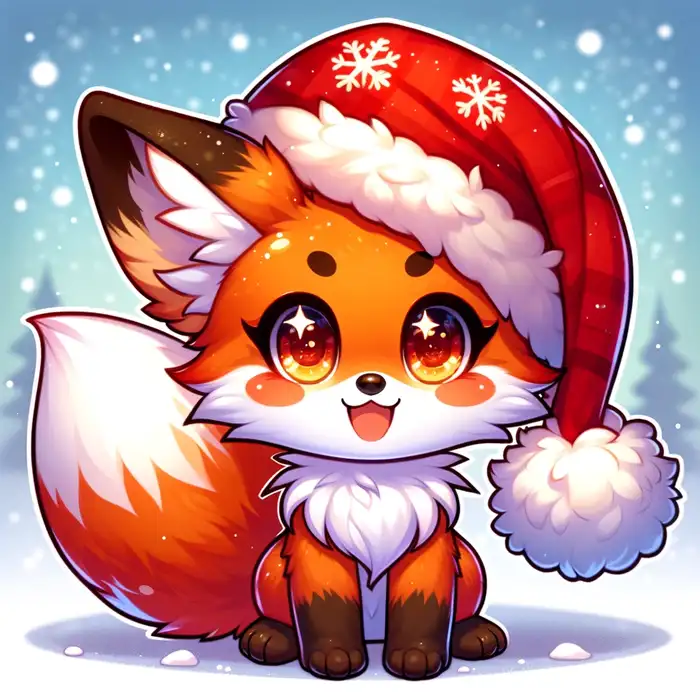 Hình ảnh chibi cáo đội mũ noel