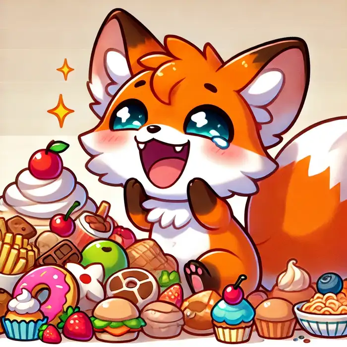 Hình ảnh chibi cáo nhỏ ham ăn siêu dễ thương