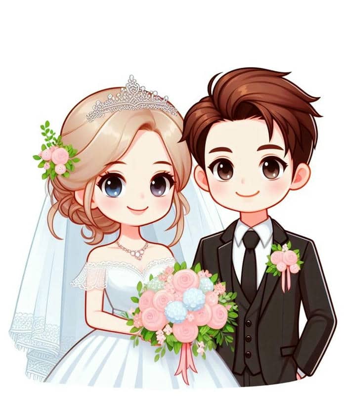 Cô dâu chú rể chibi dễ thương: Bộ sưu tập hình ảnh cute không thể bỏ lỡ 23 Hình ảnh chibi cô dâu chú rể dễ thương