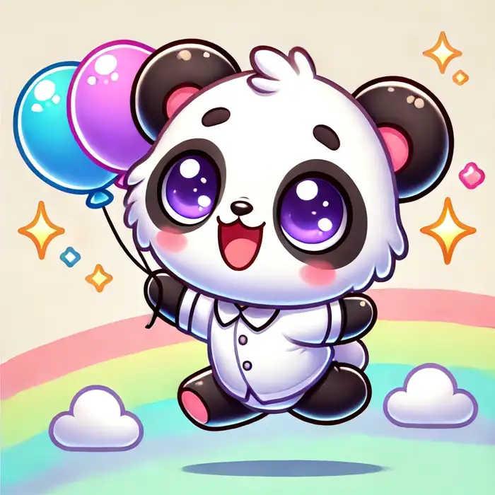 Nhìn Gấu Trúc Chibi Mà Tự Dưng Muốn... Ôm Một Cái! 14 Hình ảnh chibi gấu trúc cầm bóng bay cute
