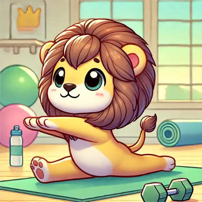 Hình ảnh chibi sư tử tập thể dục