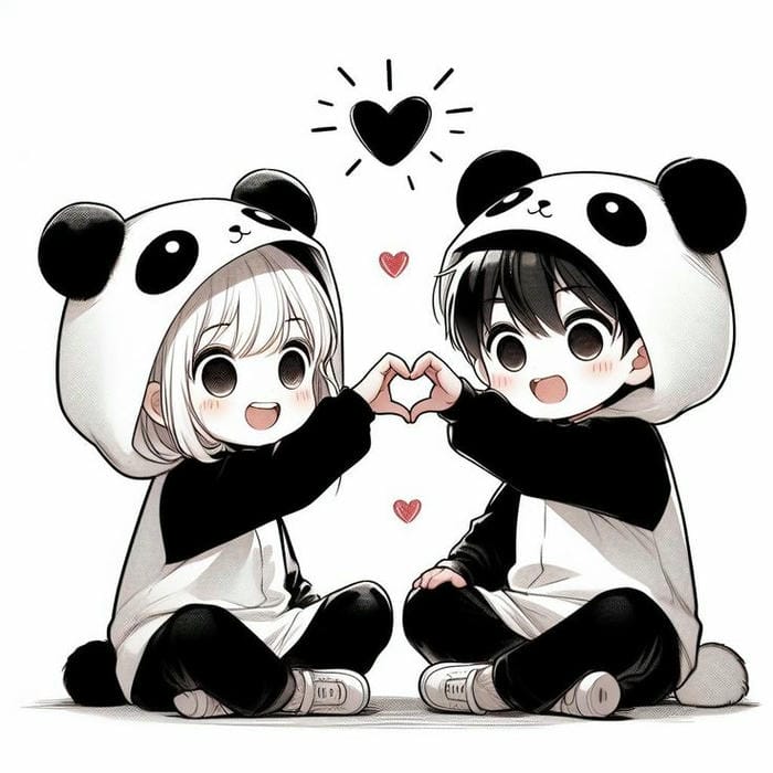 Hình ảnh chibi trang phục gấu trúc siêu cute