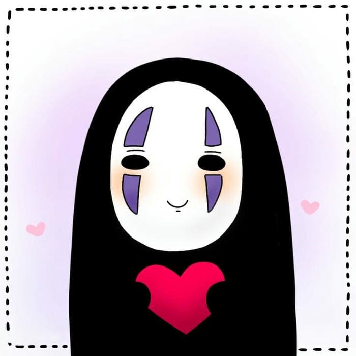 100+ Ảnh Vô Diện Chibi Cute Đáng Yêu Nhất Cho Fan Ghibli 14 Hình ảnh chibi vô diện ôm trái tim siêu đáng yêu