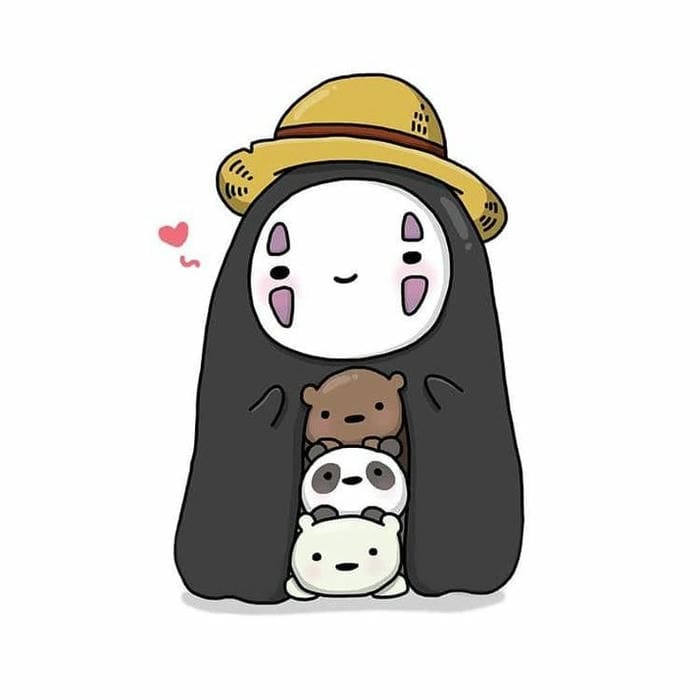 Hình ảnh chibi vô diện và ba chú gấu siêu đáng yêu