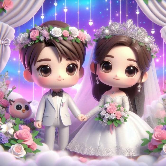 Hình ảnh cô dâu chú rể chibi dễ thương