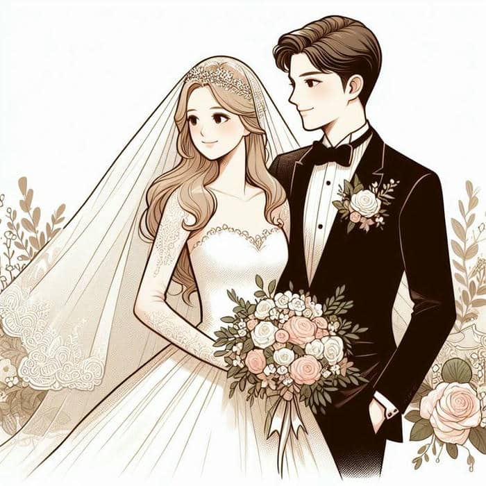 Hình ảnh cô dâu chú rể chibi