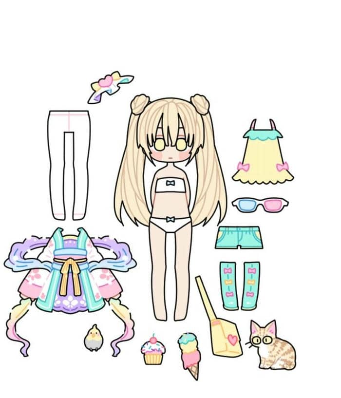 Paper doll chibi – Búp bê giấy dễ thương cho bé và người mê sáng tạo 21 Hình ảnh cute kawaii anime paper doll chibi